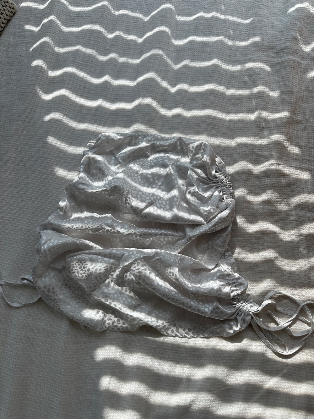 Silky Drawstring Scrunch Skirt - Silver Leopard